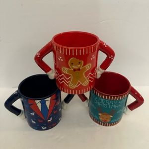 Set of 3 Christmas sweater ceramic coffee mugs